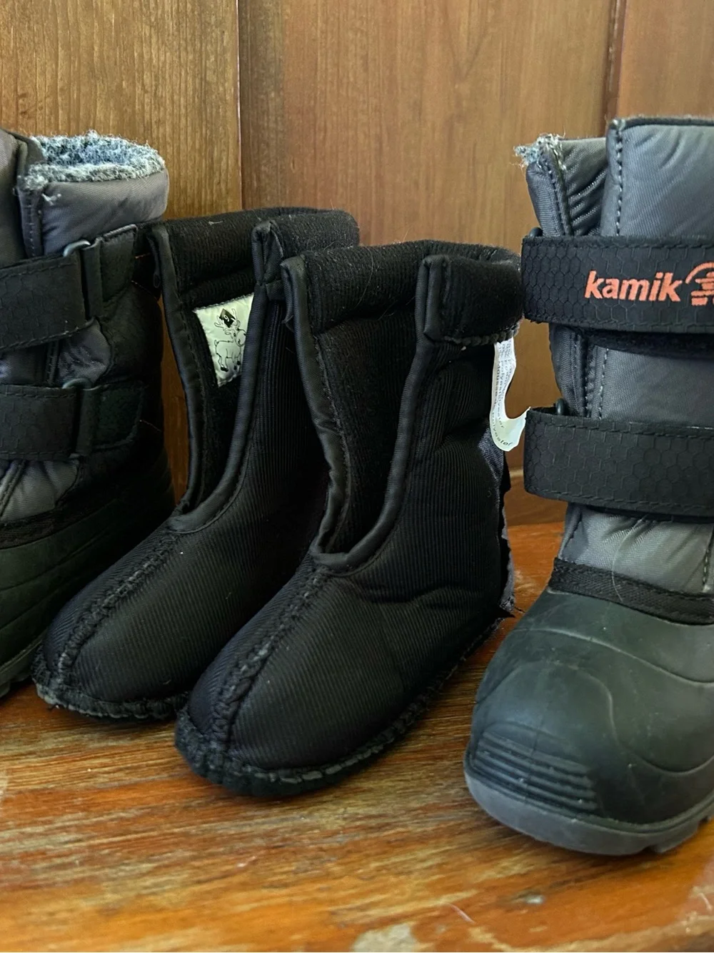 Kamik Kids Black Snow Boots with Dual Velcro Straps